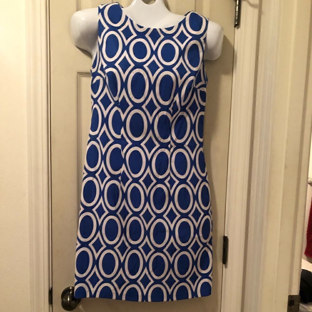 ALYX Women’s 4 Sleeveless Dress Blue White Polyester Spandex